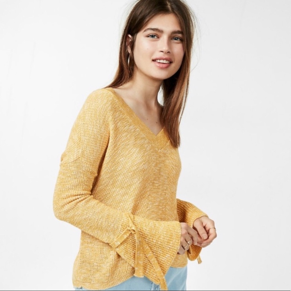 Express Yellow Bell Sleeve Sweater